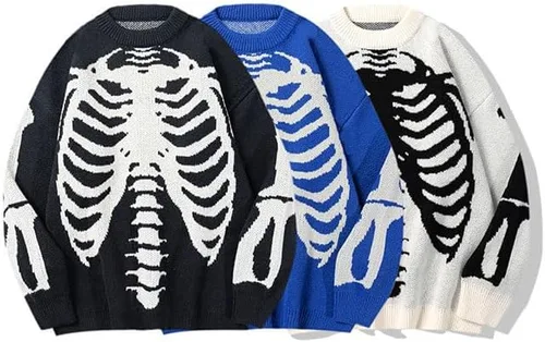 Vista 6 de Y2K - Sudadera de esqueleto grunge de gran tamaño, de manga larga, con diseño de hadas, estilo Harajuku, ropa vintage
