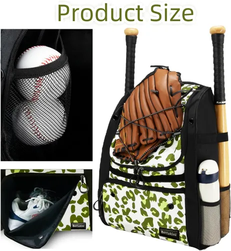 Vista 35 de Bolsa de béisbol juvenil con compartimento ventilado para zapatos, bolsa de bate de sóftbol para guantes de bateo, casco, equipo de teeball
