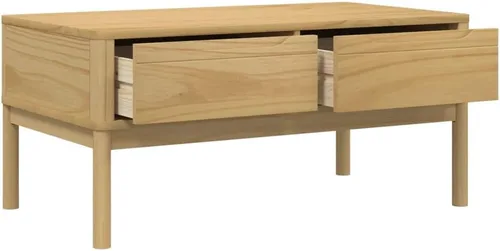 Vista 8 de Mesa de centro de cera floro marrón 39 x 21.9 x 17.7 pulgadas, madera de pino maciza, mesas auxiliares mesa de centro para sala de estar, balcón
