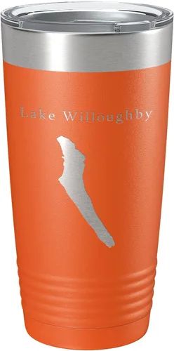 Vista 9 de Lake Willoughby Map Tumbler Travel Mug Insulated Laser Engraved Coffee Cup Vermont 20 oz Black