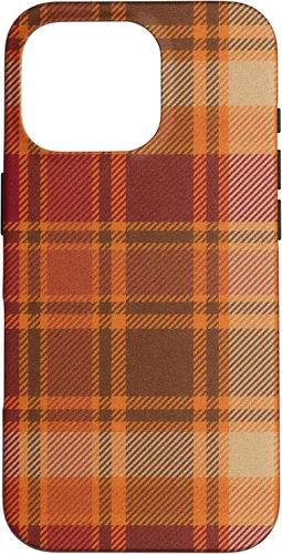 Vista 20 de iPhone 16 Vintage Halloween Naranja Rojo Plaid Otoño Calabazas Caso