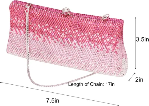 Vista 8 de Evevictor Bolso de mano bolso de noche bolsa de dinero rosa degradado para Halloween fiesta cita y Navidad Rosado