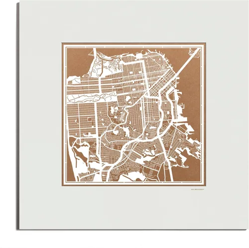 Vista 193 de O3 Design Studio San Diego, CA Paper Cut Map Matted Grey 20x20 in Paper Art