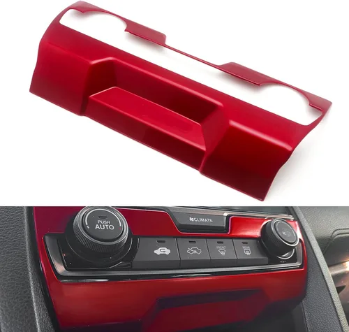 Vista 2 de Xotic Tech - Panel de consola central, cubierta de control de clima de CA, color rojo deportivo, compatible con Honda Civic de 10ª