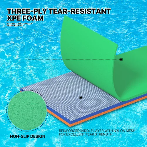 Vista 5 de MADOG - Tapete de agua flotante para exteriores de 6 x 2 pies para adultos, playa, lago, océano, piscina, tamaño grande, 3 capas, resistente a