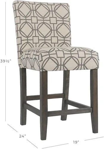 Vista 3 de HomePop Taburete de bar tapizado con altura de mostrador, 24 pulgadas, entramado marrón y gris Bronceado y Gris Celosía
