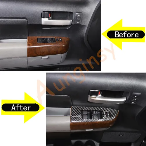 Vista 5 de Aunginsy Adhesivo para panel de botón de elevación de ventana de puerta de automóvil compatible con Toyota Tundra/Sequoia 2007-2013 puertas