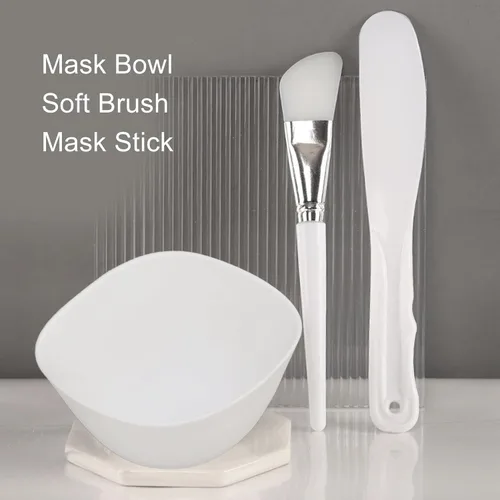 Vista 2 de Juego de cuencos para mezclar mascarillas faciales, kit de herramientas de mezcla de mascarillas de silicona, cepillo de silicona respetuoso