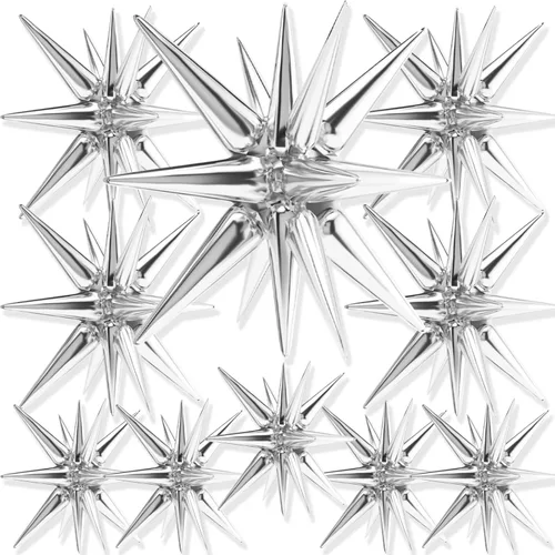 Vista 37 de Globos de papel de aluminio con forma de estrella negra de PartyWoo, 2 piezas de 42 pulgadas, grandes, con puntas explosivas, de Mylar
