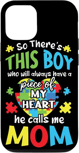 Vista 26 de iPhone 16 Boy Calls Me Mom Heart - Funda de concientización sobre el autismo