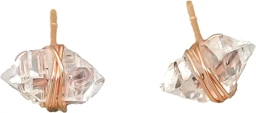 Vista 11 de Herkimer Diamond Stud Earrings in solid 14K, Sterling Silver, Gold Fill, or Rose Gold Fill by Lotus Stone Jewelry