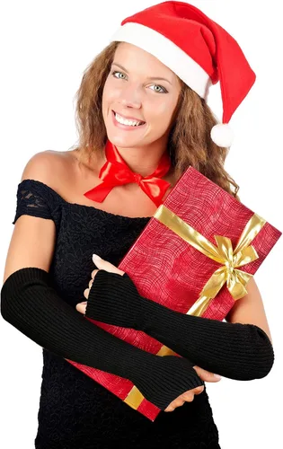 Vista 6 de SATINIOR 2 pares de guantes largos sin dedos para mujer guantes de punto de invierno calentadores de brazos guantes con agujero para el pulgar