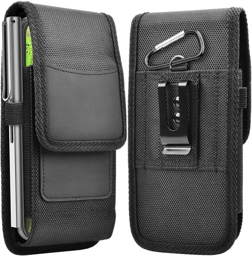 Vista 9 de Funda para teléfono con clip para cinturón, bolsa de transporte de PU de alta calidad con soporte para tarjetas de bloqueo RFID, funda magnética