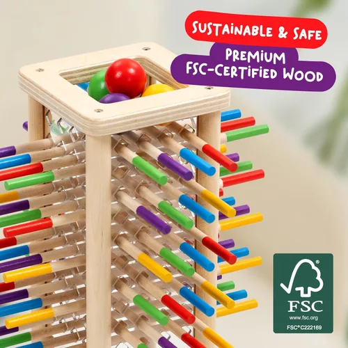 Vista 6 de Nene Toys BALLFALL - Juego de mesa de madera Montessori para niños de 3 a 9 años - Juguete educativo para habilidades motoras finas y pensamiento