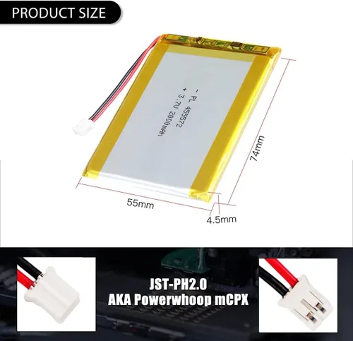 Vista 2 de 10X 3.7V 2000mAh 455572 Lipo batería recargable de polímero de litio batería de iones con conector JST
