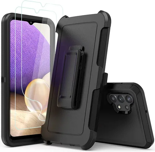 Vista 2 de TENCO Funda compatible con Samsung Galaxy A32 5G, con protectores de pantalla, resistente, a prueba de golpes, protección de cuerpo completo, funda