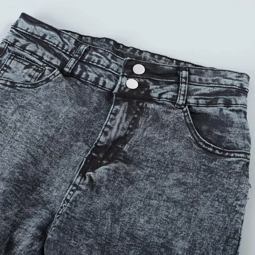 Vista 8 de Jean Pants for Women Cut up Pocket Women's Trousers Flared Wide Button Skinny Leg High Waist Jeans 2022 Jeans