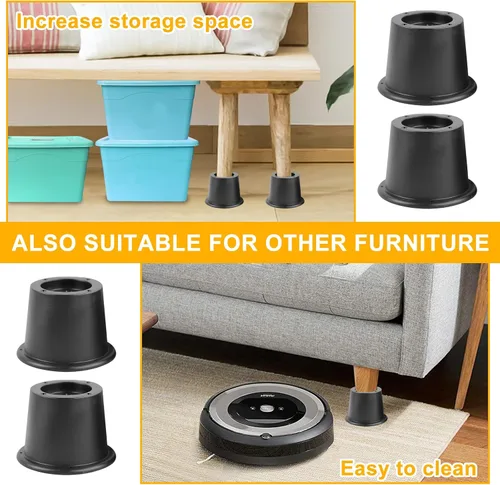 Vista 3 de Elevadores de cama, 8 elevadores de mesa, elevadores redondos de muebles para sofá, mesa, sofá, escritorio, silla, bloques de elevadores de cama