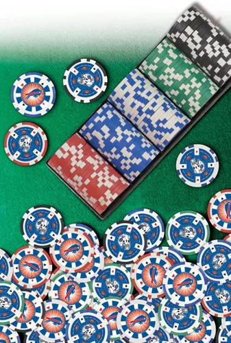 Vista 5 de Masterpieces Casino - NFL Buffalo Bills - Juego de fichas de póquer de alta calidad de 100 piezas con bandeja