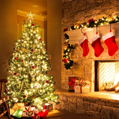 Vista 7 de BrizLabs Luces de Estrella para la Copa del Árbol de Navidad, Enchufables de 9" Pentagrama Luces para la Copa del Árbol de Navidad, Certificadas UL