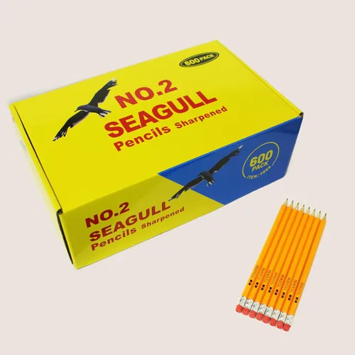 Vista 3 de Seagull 600 lápices HB preafilados #2 con borradores Lápices de grafito amarillo a granel, suministros para profesores de escuela, escritura