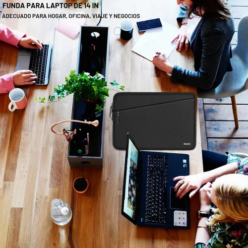 Vista 6 de Funda para portátil de 14 pulgadas, resistente al agua, con bolsillo Negro