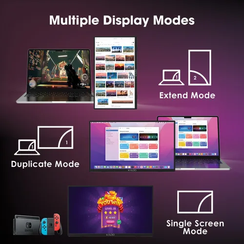 Vista 10 de Kado Monitor portátil de 15.6 pulgadas FHD 1080p, 45 W, carga inversa, monitor ultradelgado para computadora portátil, 1920 x 1080 con altavoces