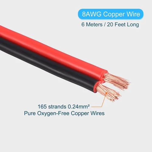 Vista 2 de MECCANIXITY Cable eléctrico 10AWG 20ft 2468 Cable eléctrico Cable de PVC Cable de cobre rojo negro Cable para tiras LED Lámparas Iluminación