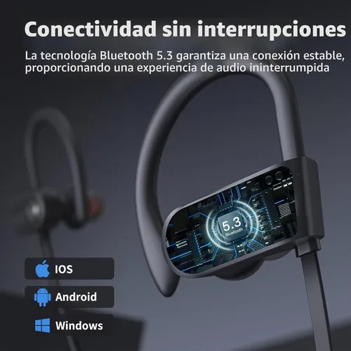 Vista 6 de JOYWISE Auriculares Bluetooth, auriculares inalámbricos Bluetooth 5.3 con 16 horas de reproducción, auriculares estéreo con graves IPX7 impermeables