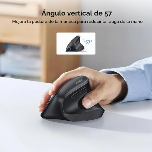 Vista 2 de UGREEN Ratón ergonómico vertical inalámbrico de 2.4G, DPI ajustable