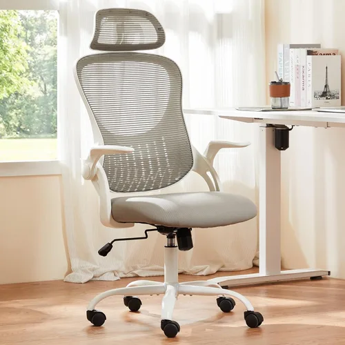 Vista 14 de Sweetcrispy Silla ejecutiva de gestión de oficina en casa, silla ergonómica de malla ajustable giratoria de escritorio para computadora con soporte