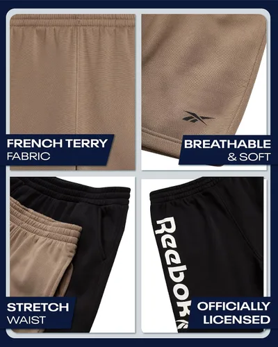 Vista 3 de Reebok Pantalones cortos deportivos para niños, paquete de 2 unidades de pantalones cortos de rizo francés de rendimiento activo para baloncesto