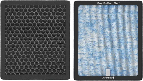 Vista 8 de BestEvMod Filtro de aire H14 Gen1 compatible con Rivian R1T y R1S 2022 2023 2024 Filtro de aire de repuesto HEPA H14, accesorios de carbón activado