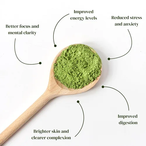 Vista 4 de Dr. Weil Matcha Kari - Bolsa de 20 gramos de polvo de té verde matcha - Grado ceremonial japonés Auténtico polvo de té verde matcha japonés