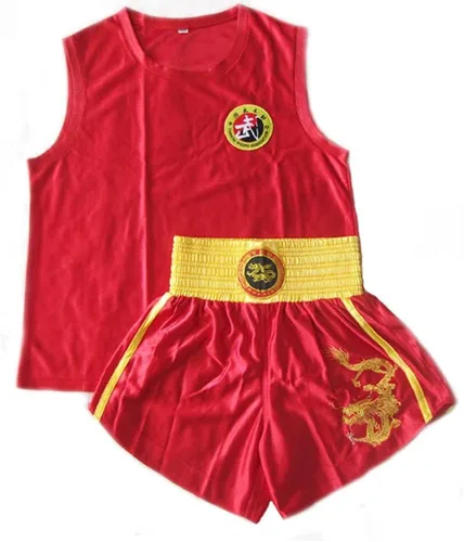 Vista 6 de Conjunto de uniforme de boxeo, pantalones cortos, ropa de boxeo en estilo chino para combate de arena