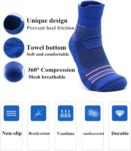 Vista 3 de Seiciviy Calcetines deportivos para hombre, calcetines de compresión al tobillo, para correr, entrenamiento, talla 6-14, ciclismo, deportes al aire