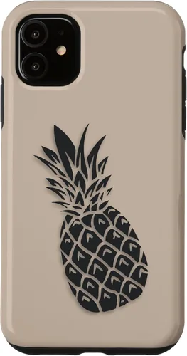 Vista 8 de Black Dark grey Pineapple on Tan beige for Pineapple lovers Case for iPhone 16