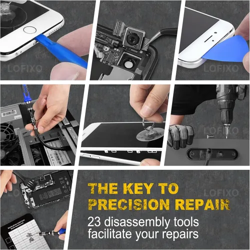 Vista 6 de Juego de destornilladores de precisión, kit de reparación de gafas, destornillador magnético Torx T6 T8 T9 T10, Pentalobe P5, Triwing, cabeza plana