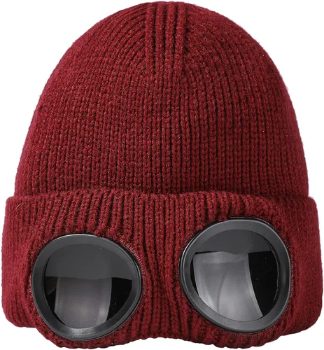 Vista 9 de Gorro con gafas para hombre y mujer, unisex, de punto de calavera lisa