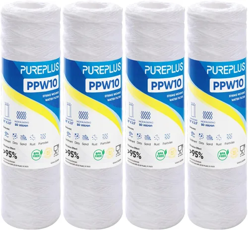 Vista 12 de PUREPLUS Filtro de sedimentos para heridas de cuerda para toda la casa de 10 micrones de 10 x 2.5 pulgadas para agua de pozo, cartucho de repuesto