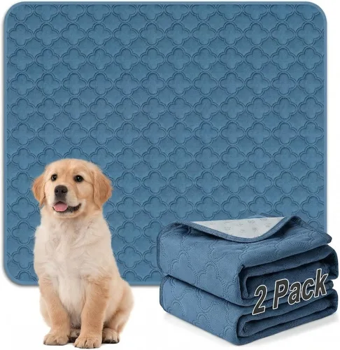 Vista 10 de FunFurry Forro lavable para jaula de conejillo de indias, paquete de 4 almohadillas reutilizables y lavables, ropa de cama impermeable para Azul