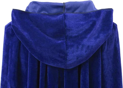 Vista 6 de OurLore Capa de terciopelo con capucha unisex para niños, disfraz de Halloween y Navidad Azul