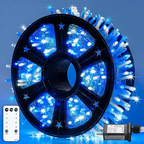 Vista 18 de JMEXSUSS - Tira de 100 luces led para interiores, 8 modos, enchufables, parpadeantes, 33 pies, luces navideñas para exteriores, a prueba de agua