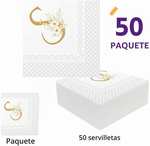 Vista 2 de SharkBliss Servilletas de cóctel con monograma, paquete de 50 servilletas de papel desechables con monograma personalizado de letra S dorada