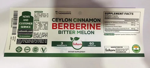 Vista 4 de Satoomi Suplemento de berberina con corteza de canela de Ceilán orgánica y melón amargo - 3 en 1-60 cápsulas veganas