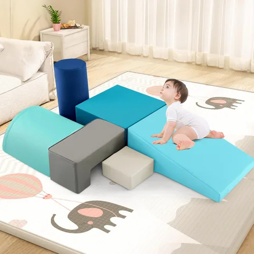 Vista 7 de Costzon Juego de escalada y gateo para niños pequeños, 6 piezas con cubierta de poliuretano para gatear, escalar y caminar, bloques de escalada