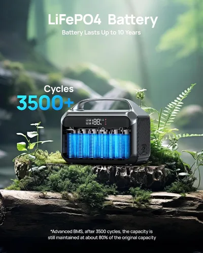 Vista 9 de Estación de energía portátil con panel solar de 40 W, batería LiFePO4 de 288 Wh (90,000 mAh), generador de 350 W (pico de 600 W), cargador portátil