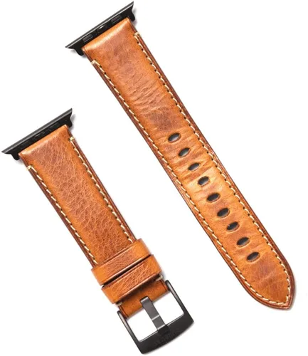Vista 13 de Bullstrap Correa de reloj de cuero italiano de grano completo para hombre compatible con Apple Watch Series 1-8
