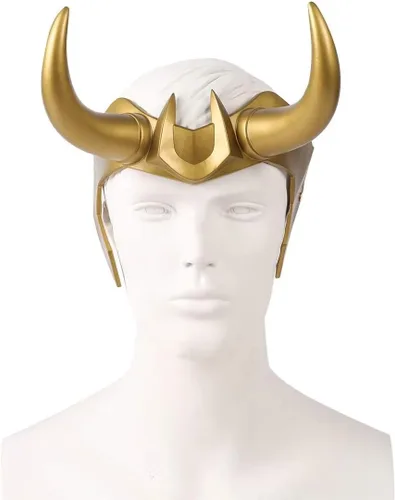 Vista 4 de Bulex Casco 3D con cuernos Thor Ragnarok Corona de mitología nórdica Máscara de película de Halloween Dios
