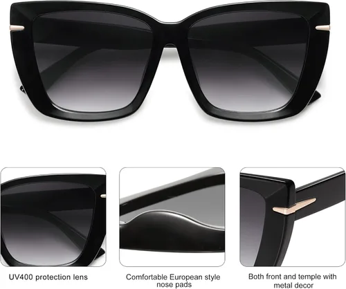 Vista 4 de SOJOS Gafas de sol de gran tamaño para mujer, estilo retro, vintage, de los años 70, a la moda, SJ2231